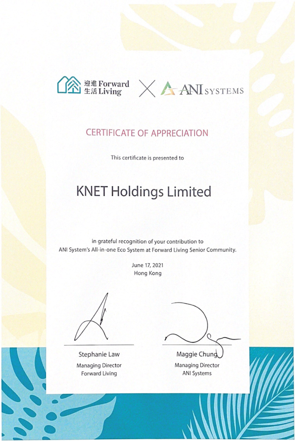 Honor received Certificate of Appreciation from client